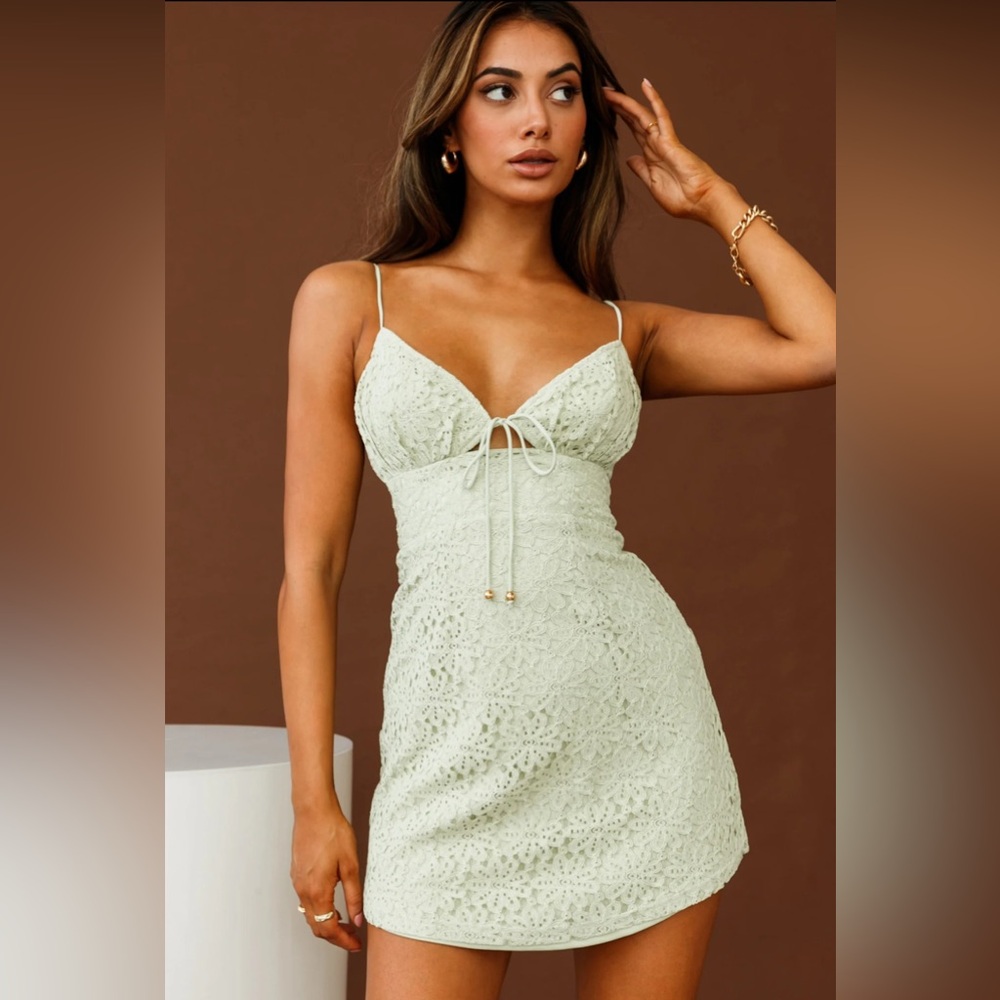 Selfie Leslie pastel green mini dress